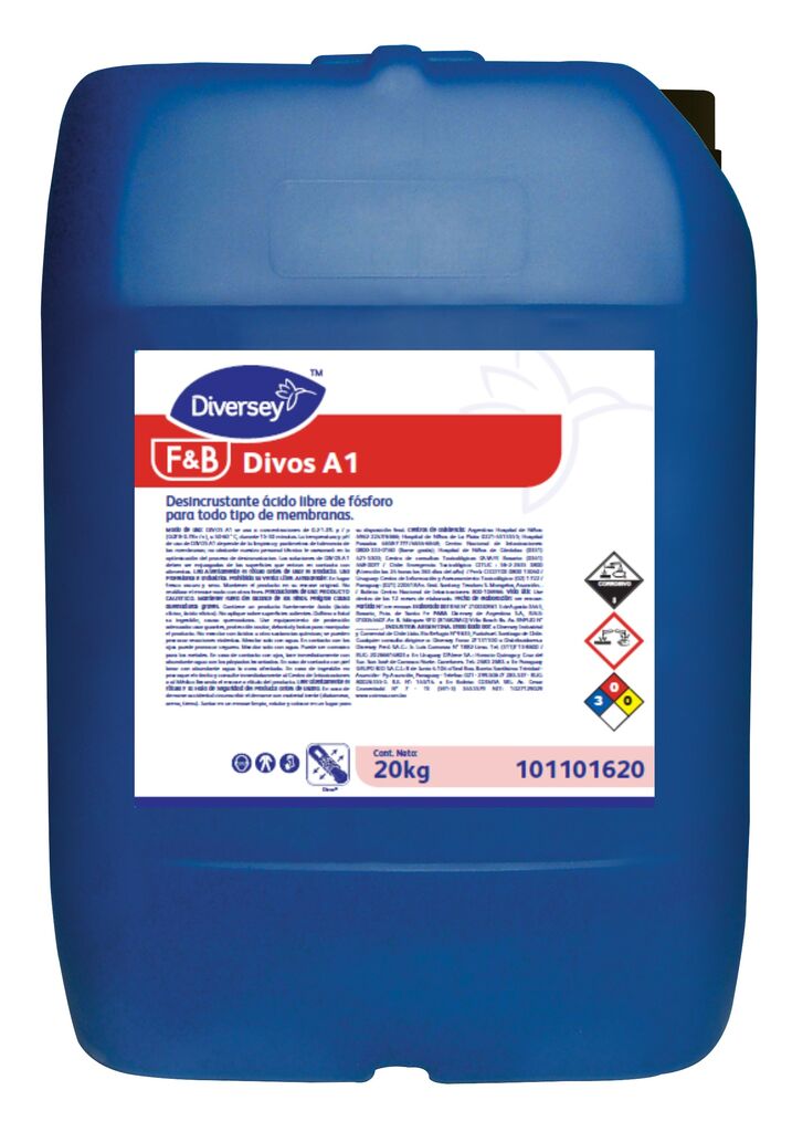 DIVOS A1 24kg - DESINCRUSTANTE ÁCIDO LIBRE DE FÓSFORO PARA TODO TIPO DE MEMBRANAS